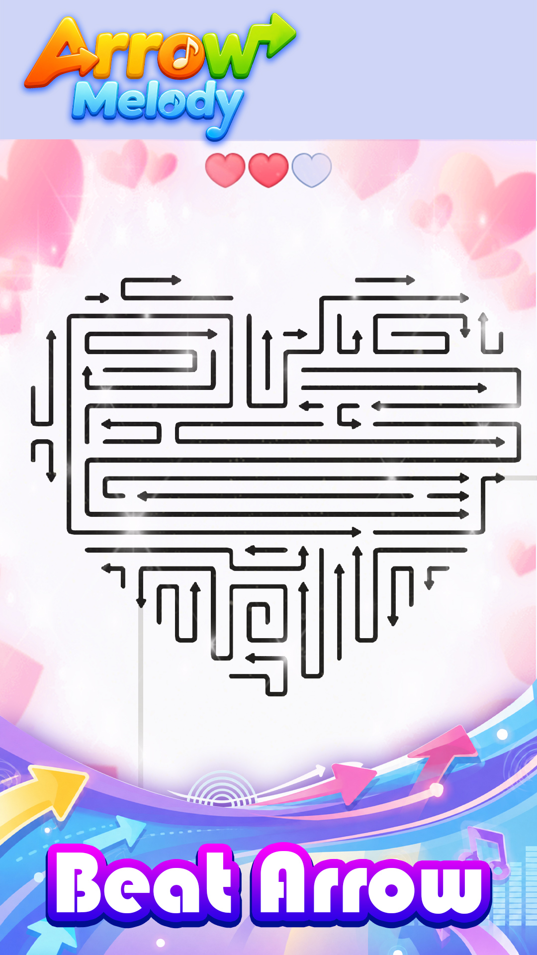 Heart-shaped arrow puzzle preview in Arrow Melody